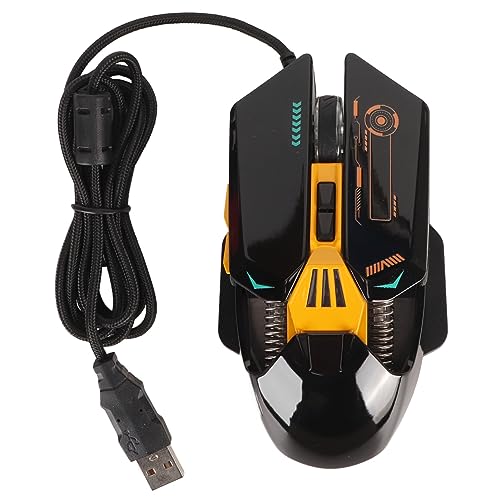 Vikye Ratón para Juegos con Cable Retroiluminado RGB con dpi Ajustable y Teclas Programables, Diseño Ergonómico para Juegos, Estudio y Oficina (Negro)