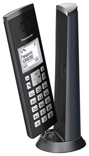 Panasonic KX-TGK210SPB Teléfono Fijo Inalámbrico de Diseño (LCD, Identificador de Llamadas, Agenda de 50 números, Bloqueo de Llamada, Modo ECO), Negro
