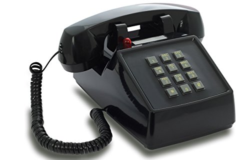 OPIS PushMeFon Cable: Teléfono Fijo Vintage de Teclado/Telefono Casa/Teléfono Antiguo/Telefono Fijo Vintage/Aparatos Telefonicos para Casa de los años 1970 con Campana metálica (Negro)