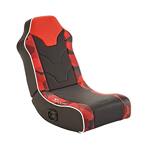 Hermes 2.0 Floor Rocker Gaming Chair para niños y jóvenes, Low Folding Rocking Seat con altavoces estéreo, cuero de imitación – Roja