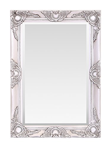 Select Mirrors Espejo de Pared de Madera de Haywood, diseño Vintage francés, Estilo Rococo Barroco, 50 cm x 70 cm, decoración Elegante para el hogar, Plata Antigua, 50 x 70 cm
