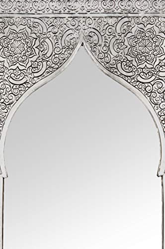 Marrakesch Orient & Mediterran Interior Malika-Espejo de pared (40 cm,latón plateado,gran espejo marroquí,marco de latón ornamentado oriental,espejo de baño vintage oriental,sin iluminación),spm005