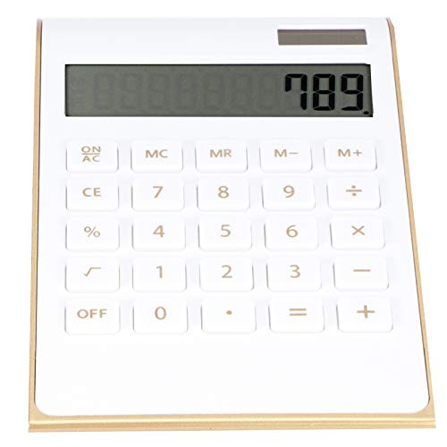 Calculadora de Negocios, BOTÓN Grande DISEÑo Calculadora de Energía Solar Ultra Delgada Calculadora de Oficina con 1 X Calculadora Cálculos Matemáticos Básicos para de Oficina(Blanco)