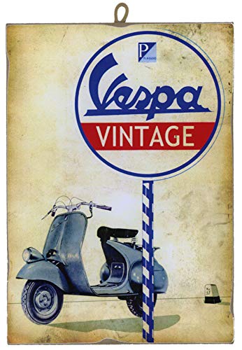 Cuadro de Estilo Vintage con Imagen de Vespa (foto de época) de Colección Impresión Sobre Madera – Idea Regalo